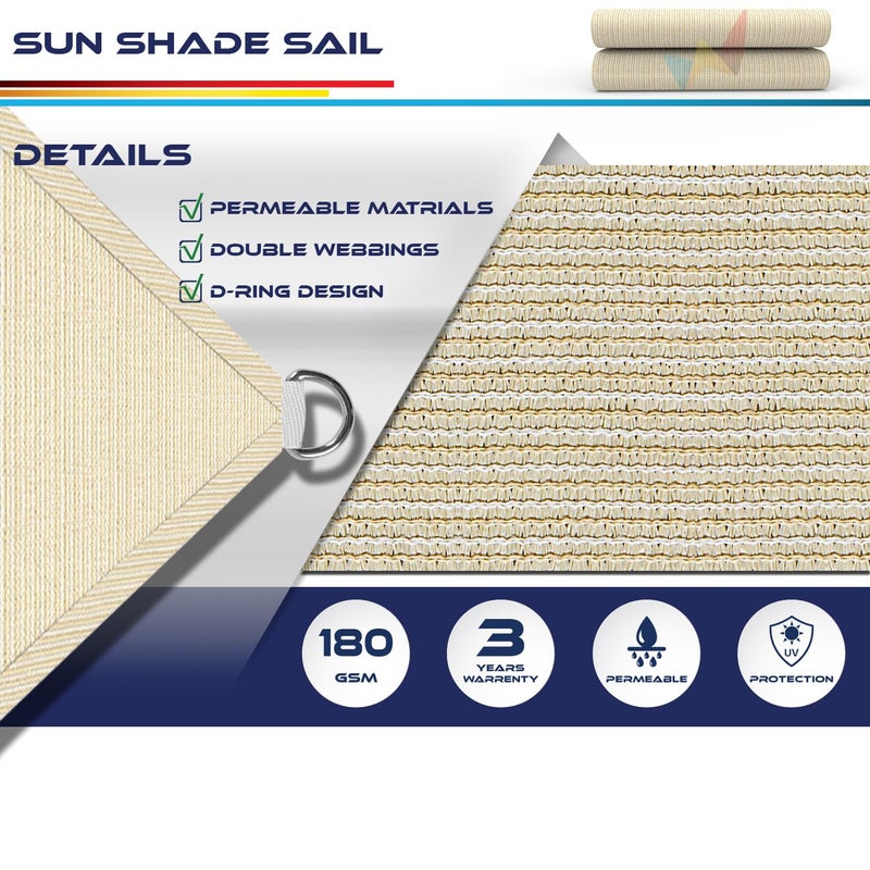 Windscreen4less 16' x 20' Sun Shade Sail Rectangle Outdoor Canopy Cover UV Block for Backyard Porch Pergola Deck Garden Patio (Beige) - Image 3